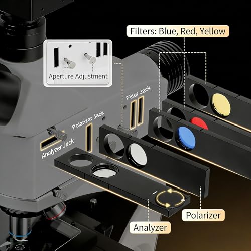 Image of Infinity-Corrected Polarizing Metallurgical EPI Reflected Illumination Vabiooth Trinocular Microscope 50X-500X Mag, 4K Camera with Software, Infinity Achromatic Objectives,3-Layer Mechanical Stage