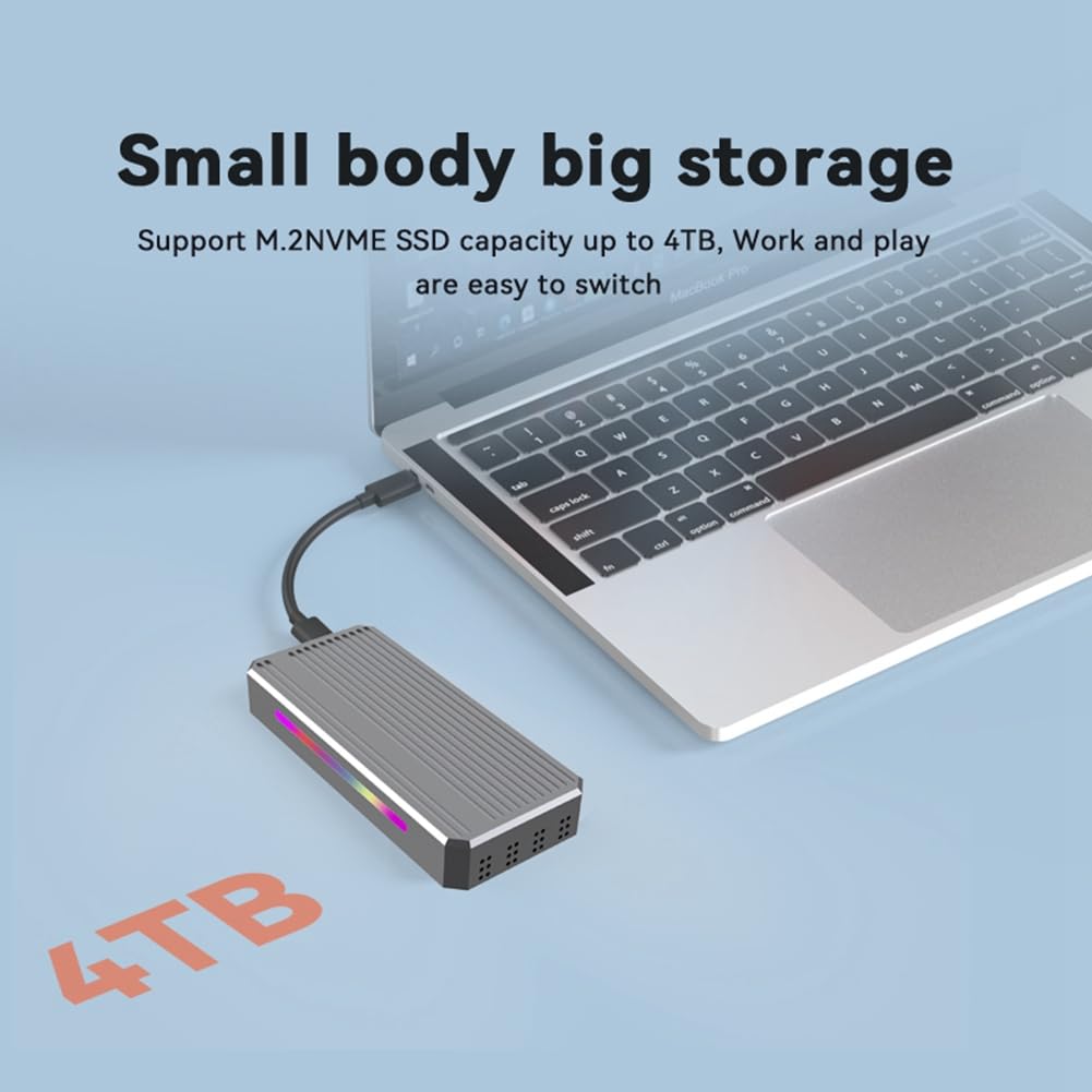 Pudełko na dysk twardy USB4 M2 Nvme Solid State Drive Reader 40G 4 mobilny dysk twardy ze światłem RGB