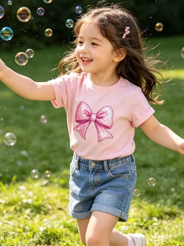 Image of Funnycokid Little Girls T Shirt for Toddler 3-7 Years Kids Tee Graphic Short Sleeve Clothes Tops