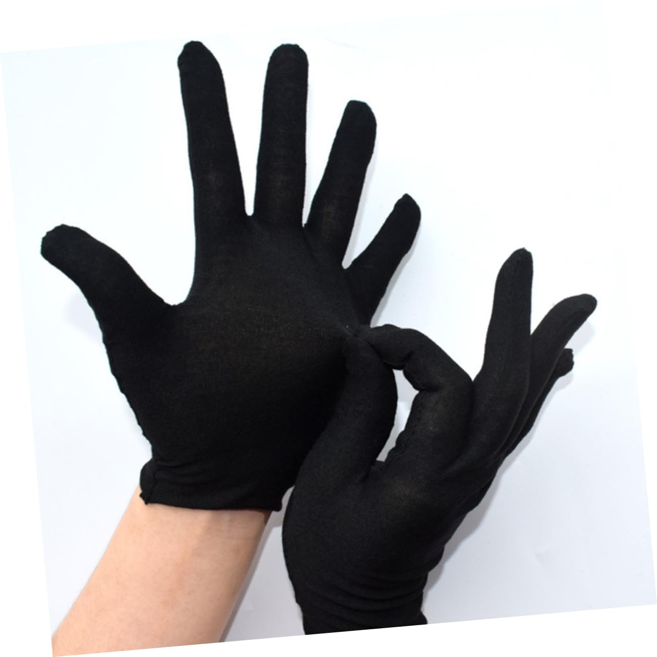 Cabilock 12paia Guanti in Cotone Nero Antiscivolo da Lavoro per Donna e Uomo Riutilizzabili e Lavabili Traspiranti e Leggeri Adatti per Giardinaggio Edilizia e Lavori Industriali