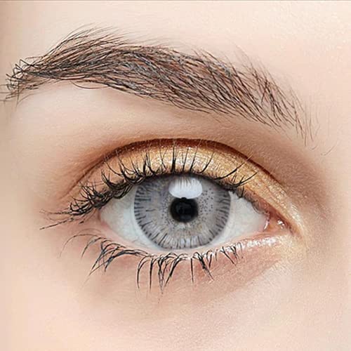 Diamond Eye Combo Pack of 1 Pair Monthly Colored Contact Lens Zero Power with Lens Case and solution color grey lens pack of 1