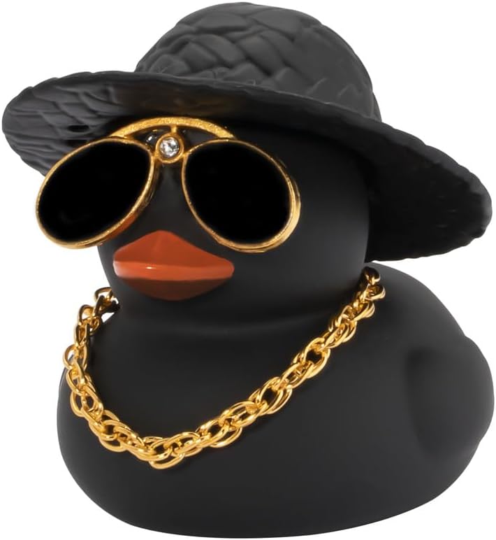 wonuu Adorno de pato de goma para tablero de automóvil, decoración de automóvil, accesorios de patos de color con mini collar y lentes de sol,