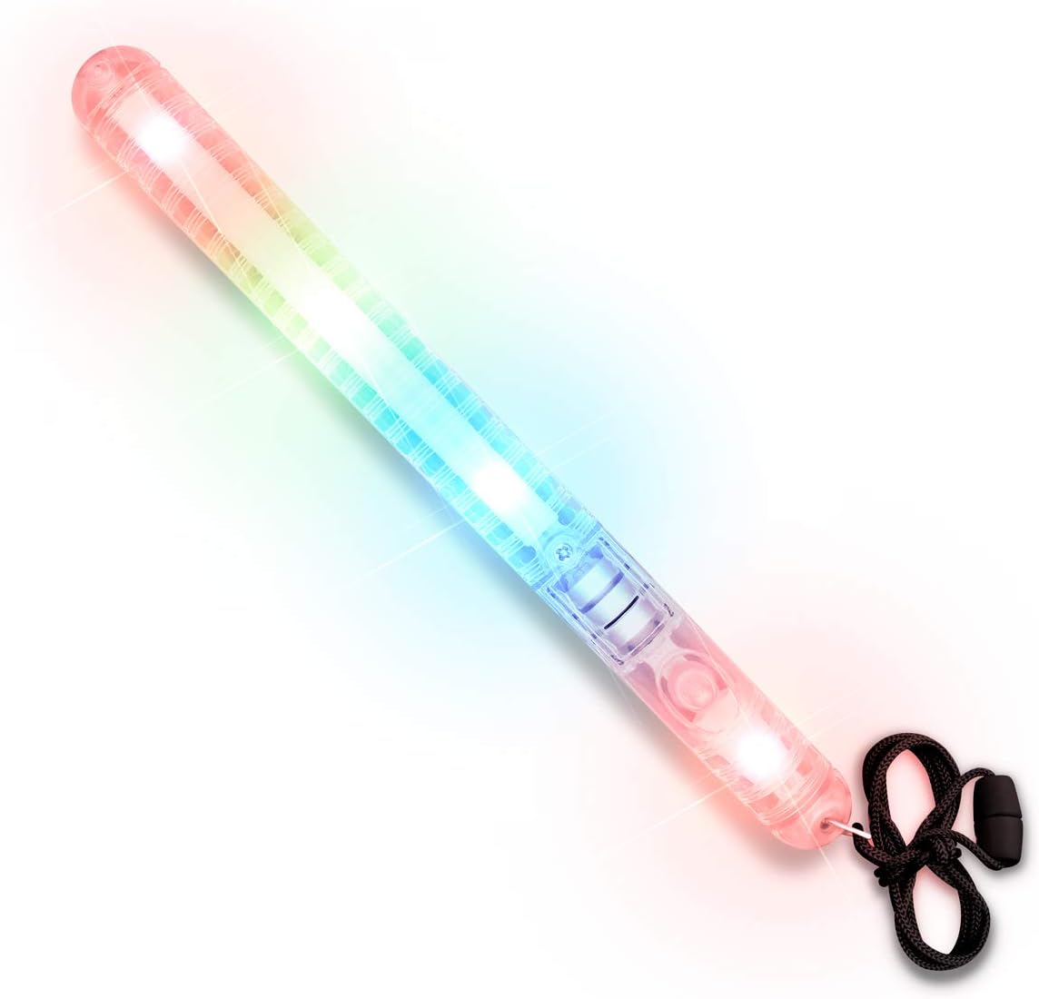 Multicolor Flashing LED Light Stick Patrol Wand on Breakaway Lanyard (Set of 12)