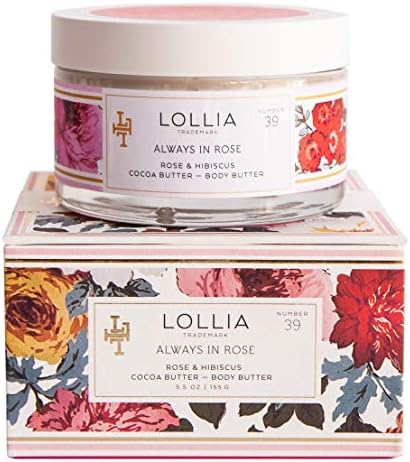 LOLLIA Always in Rose Body Butter | Nourishing Body Moisturizer | Hydrating and Smooth | Finest Ingredients Including Shea Butter & Cocoa Butter | 5.5 oz / 155 g