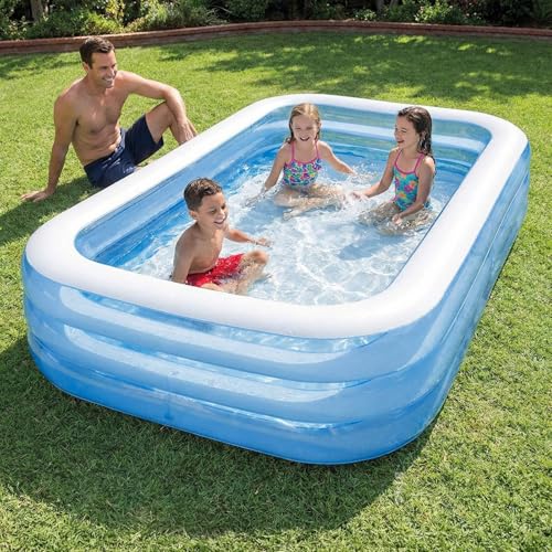 Image of Btag Premium Inflatable Family Swimming Pool for Kids & Adults | Extra-Large 10 Feet 3-Layer Striped Bath Tub Without Pump, 120x72x22 Inch for Home & Outdoor Use