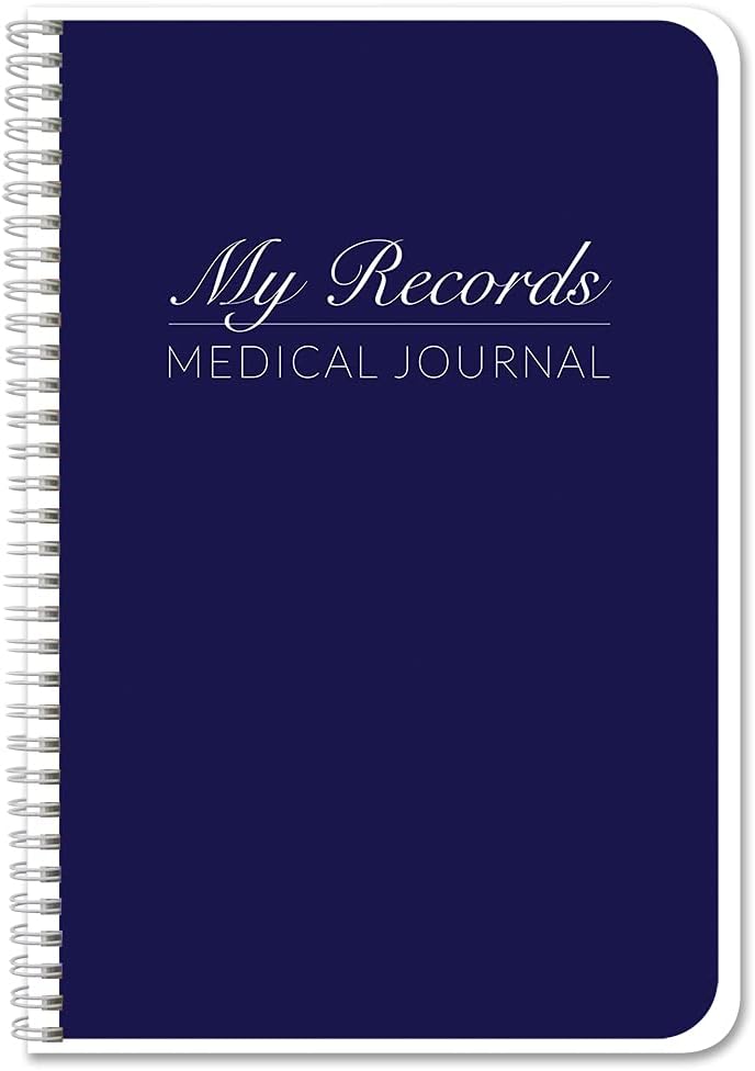 BookFactory Personal My Medical Journal History Logbook Daily Medications Log Book Medicine Treatment Doctor Visit Tracking Records Wire-O, 100 Pages 6'' x 9'' (Made in USA)