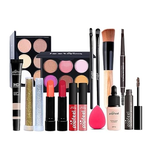 Set di Trucchi, FantasyDay Kit di Bellezza Cosmetici Kit per Occhi, Viso e Labbra - Natale Regalo Xmas Makeup Gift Set con Correttore, Rossetti, Lucidalabbra, Palette Ombretti, Mascara, Trousse, Fard