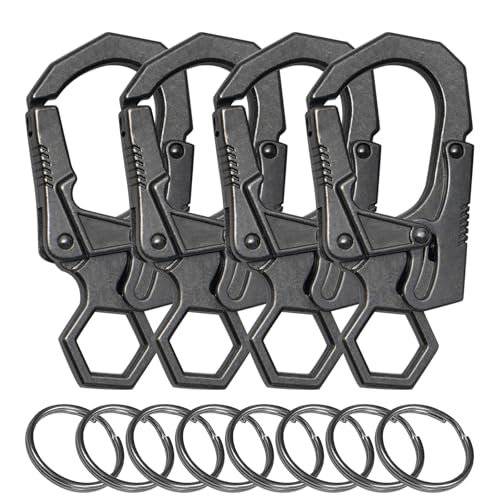 Image of Ahiller Double Locking Carabiner Clip - Zinc Alloy Mens Keychain for Keys | Unisex,Dual Press Double Lock, Anti Misopening,Heavy Duty,Suitable for Car Keys,Belt,Backpack,Hiking,Riding,Outdoor Camping