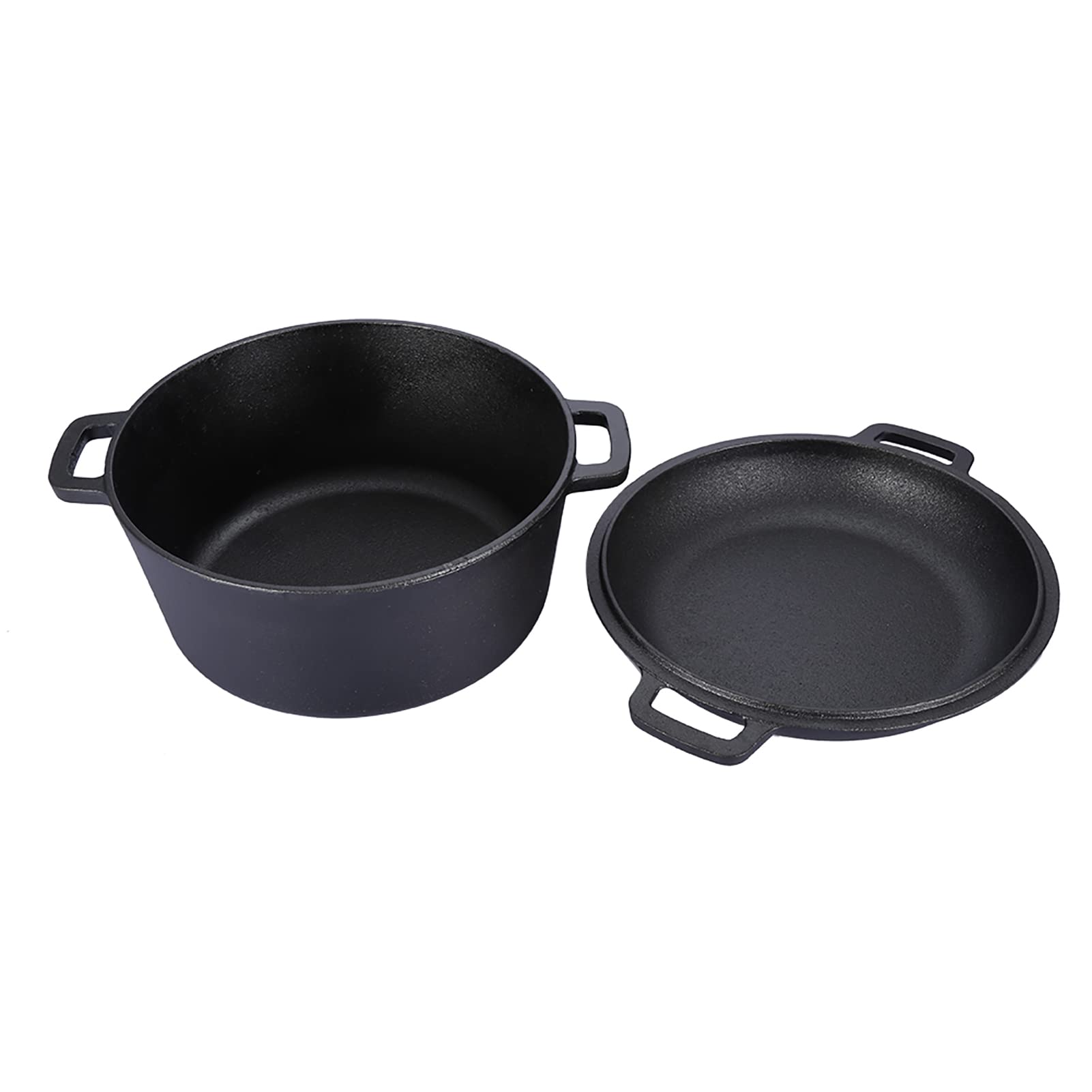 Cacerola de hierro fundido, olla de hierro fundido, olla de hierro fundido para horno, olla redonda con tapa, cacerola de hierro fundido, cacerola de hierro fundido, cacerola con dos asas