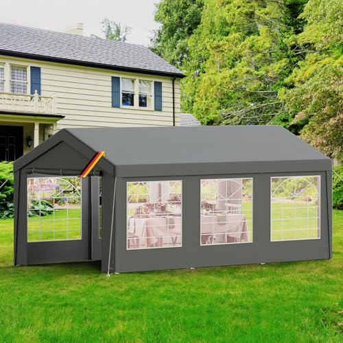 Kidsgigglz Pavillon 3x6, Partyzelt wasserdichte, Gartenzelt Metallgestell stabile, UV-beständig, Festzelt aus Verzinkte Stahlgestänge & PE-Plane, Festzelt für Gartenfest, Grillpartys Partyzone, Grau