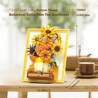 JMBricklayer 70004 Kits de Construction de Fleurs de Tournesols pour Adultes avec Lumières, Idées D'art Mural Van Gogh, Cadre de Peinture pour Décoration de Chambre,Idées de Cadeaux pour Filles de 14+