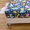 NATURETY Bedding Fitted Sheet with Deep Pocket,Dino Printed Thicken Fabric Bed Sheets (Navy Blue(Dinosaur), King) #4