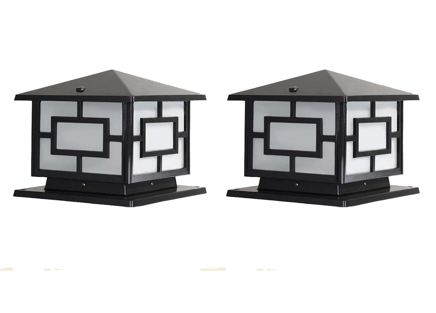 ATHARV DECOR Modern Lamp Beautiful Design Aluminum Cast E27 Rust-Resistant Waterproof Lamp Home and Garden Gate Light (Pack of 2-Black) (Bulbs not Included)