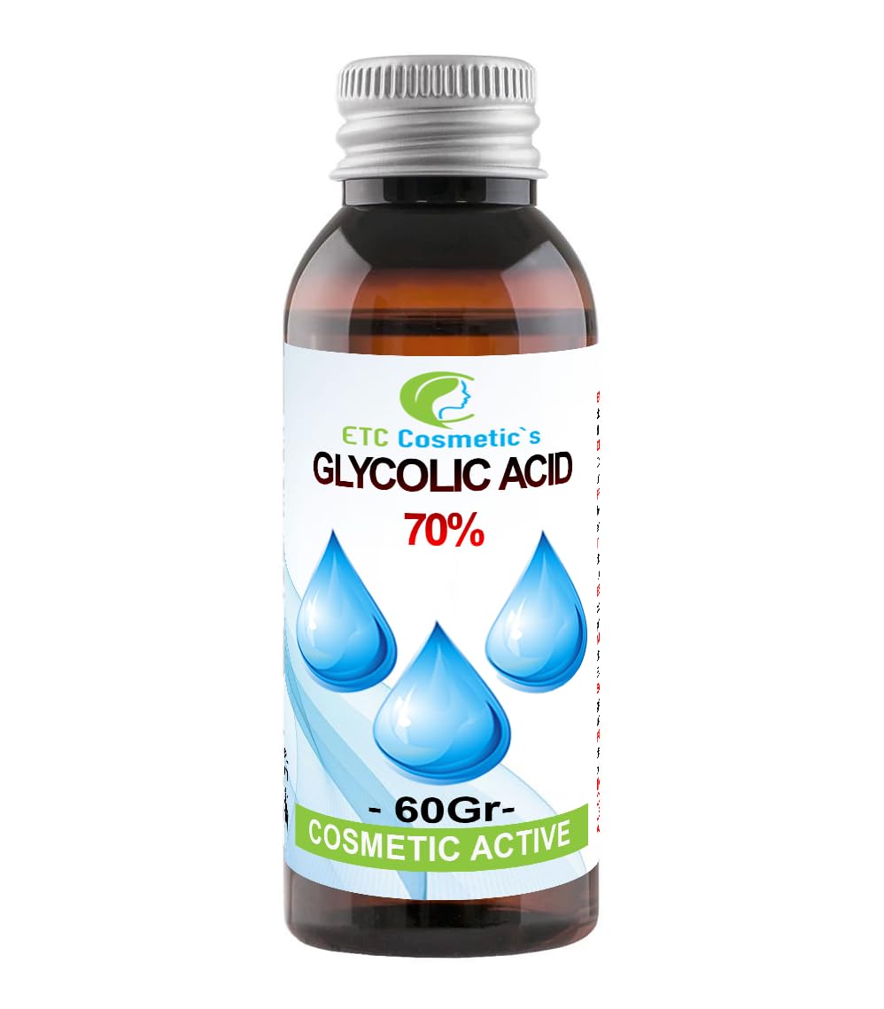 Acido glicolico - 60 gr - 70% Soluzione esfoliante AHA ad alta potenza | Formula per un profondo rinnovamento della pelle e una texture più definita | A base d'acqua
