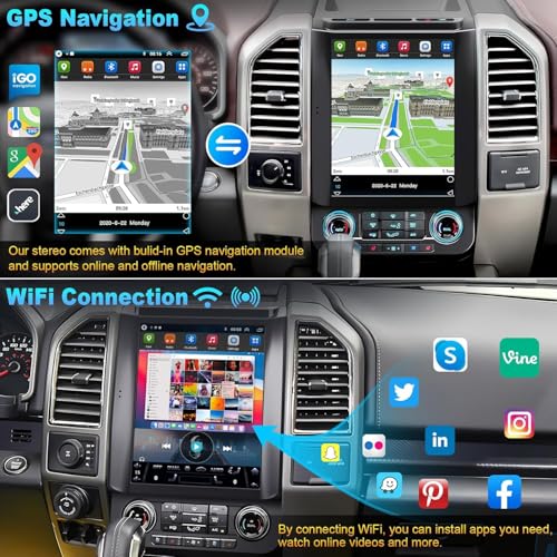 for Ford F150 2015 2016 2017 2018 2019 2020 Android 13 Car Stereo 8-core, 12.1 Inch IPS Touch Screen Car Radio with Wireless Carplay/Android Auto,GPS, WiFi, Bluetooth, FM, DVR