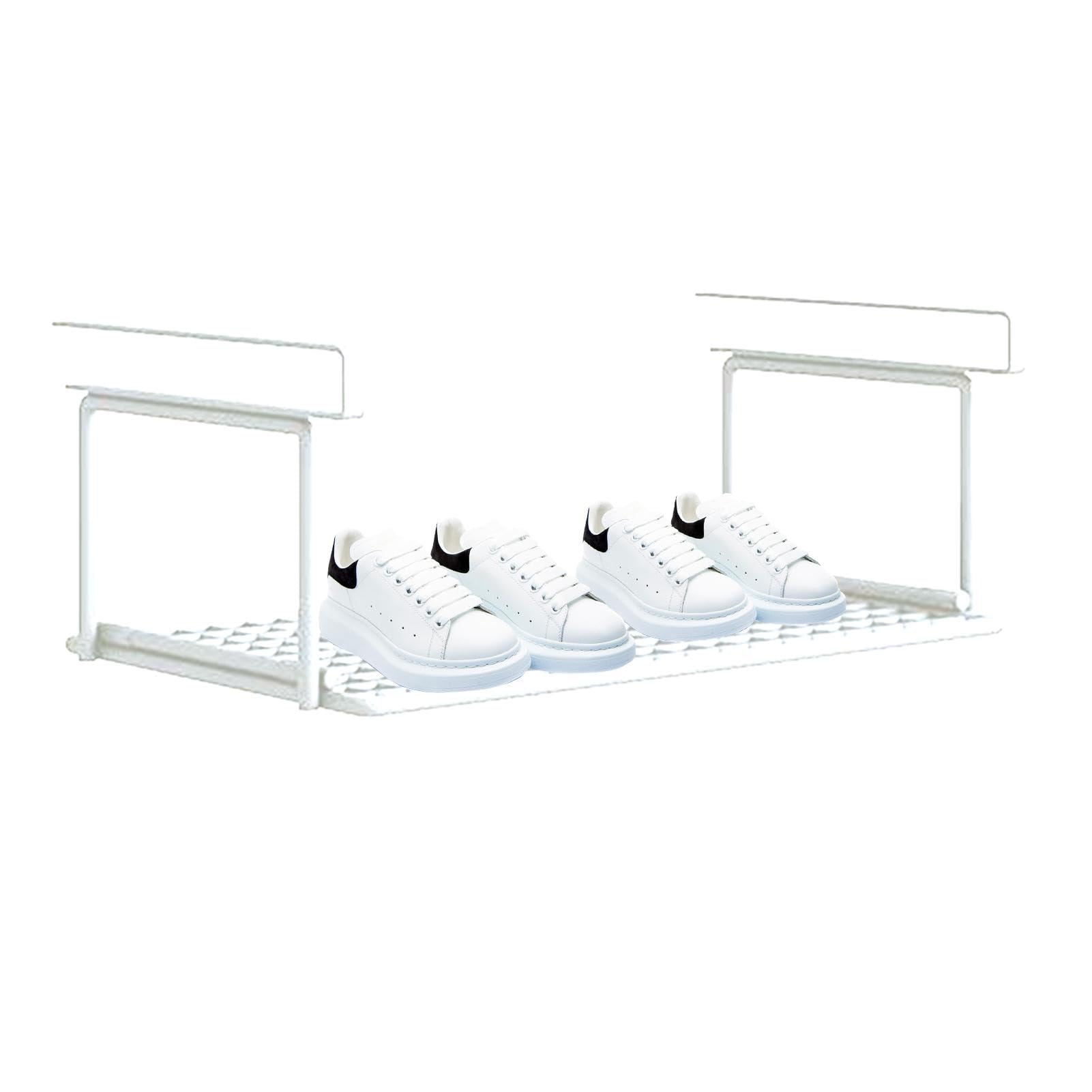 ASTOTSELL Panier de rangement sous étagère, lot de 2 paniers de rangement sous étagère en fil métallique à suspendre pour la cuisine, le bureau, le garde-manger, la salle de bain, l'armoire, blanc