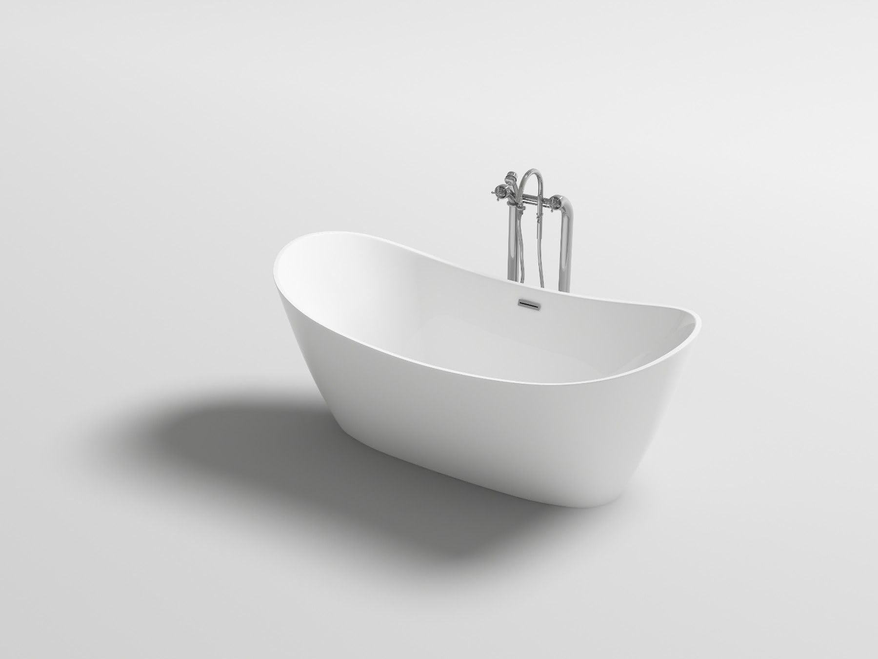Wolnostojąca wanna Bolsena 170 x 80 cm – nowoczesne wzornictwo, ergonomiczny kształt, w zestawie zabezpieczenie przed przelaniem i syfonem, wytrzymały akryl, łatwy montaż