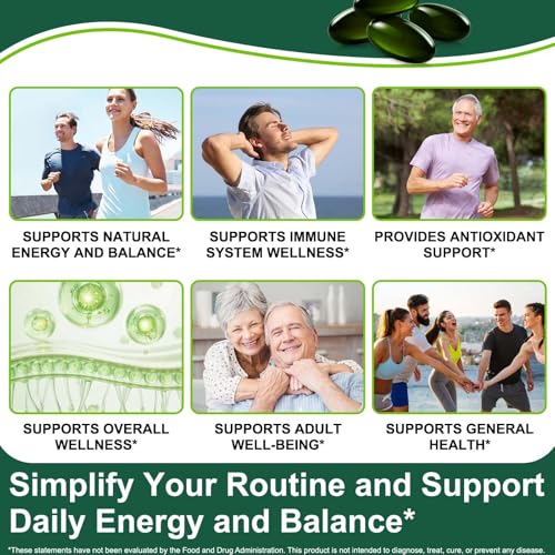 Tiuedu Spirulina Chlorella Softgels 300 Capsules, 17 in 1 Green Nutrient Blend Spirulina Chlorella Softgels,Rich in Plant Protein, Vitamins, Chlorophyll, Easy to Take Softgel — view 6