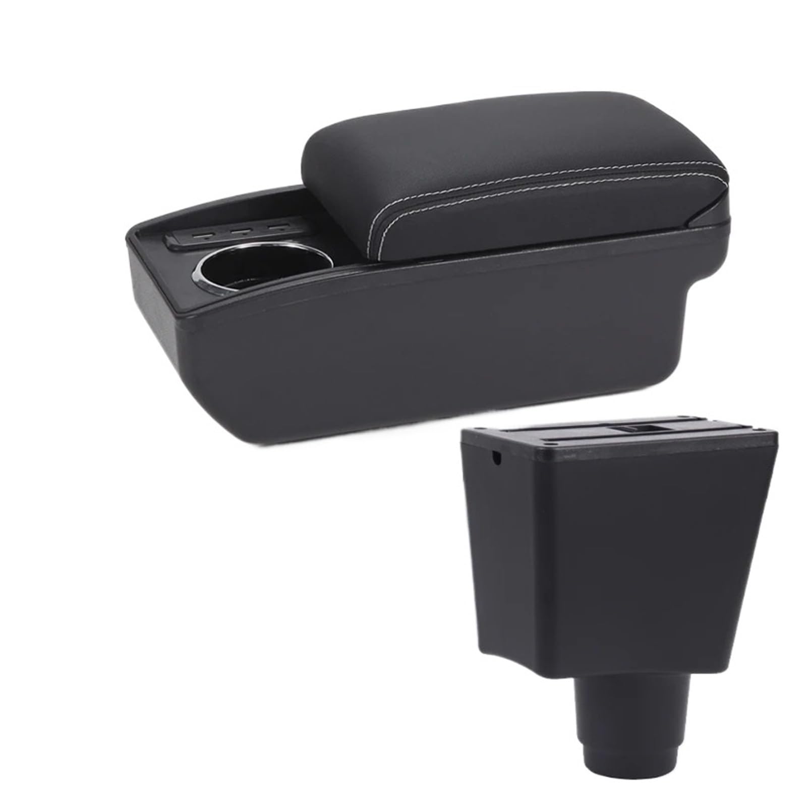 Umdjju B3 Black White 6Usb For Logan 2 Car Armrest Interior Retrofit Accessories Storage Box Car Centre Console Armrest Box(B3 Black White 6Usb)