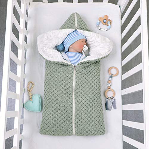 Camidy Babyslaapzak zak, gebreide kinderwagen, wrap, zacht, warm, rits, pasgeborenen, swaddle deken, douche, cadeau voor baby's van 0-12 maanden - Afbeelding 3