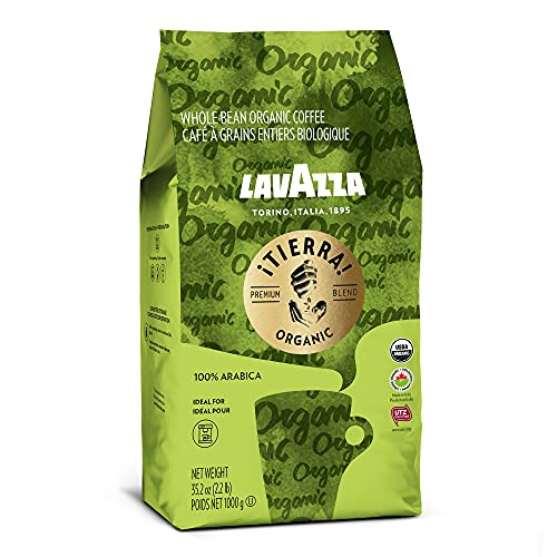 Image of Lavazza Tierra Organic for Planet Whole Bean Coffee, Light Roast, 100% Arabica, 2.2 lb Bag (Pack of 6)