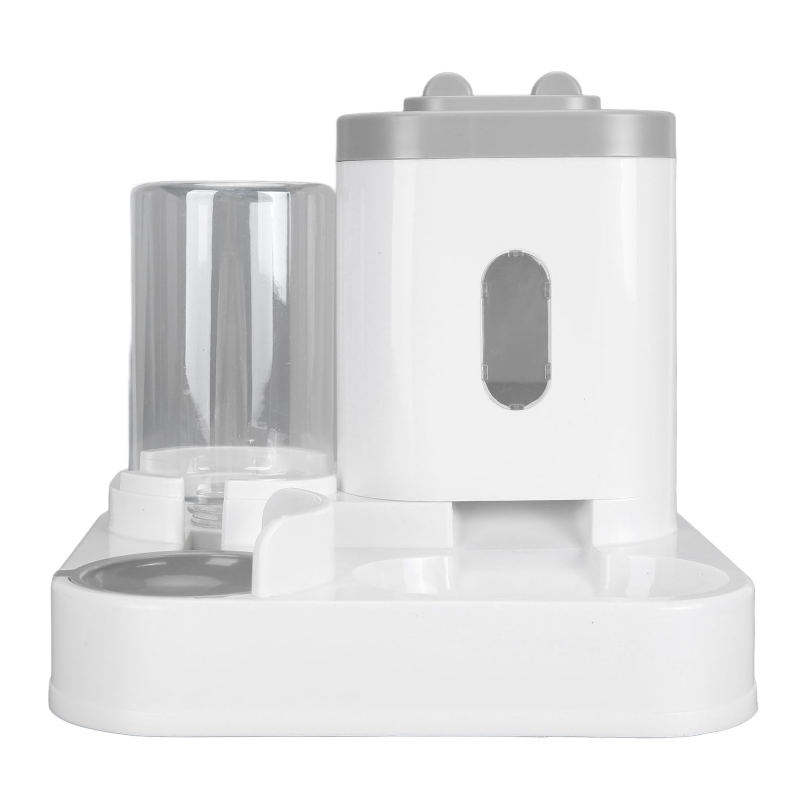 Pet Food Water Dispenser, Automatic Cat Feeder and Water Dispenser Set, Automatic Dog Feeder and Dog Water Dispenser, 2 in 1 Large Capacity Detachable Automatic Cat Waterer Feeder for Dog Puppy (Grey)