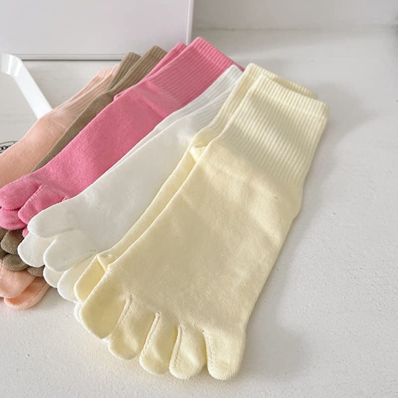 Five Finger Socks Female Cute Middle Tube Split Toe Socks Spring and Thin Everything Casual Pile Socks(C)4