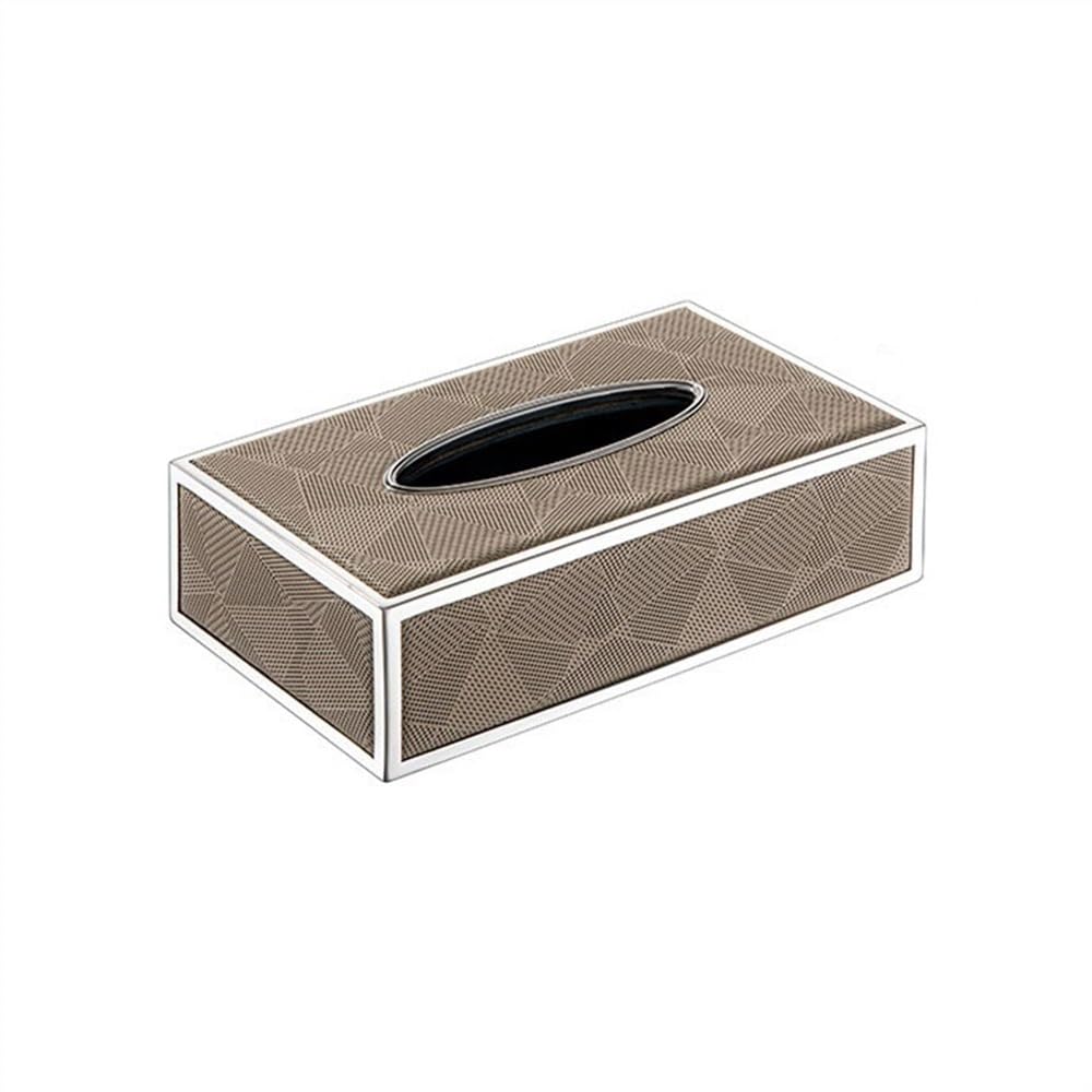Tissue Holder High-color Stainless Steel Leather Tissue Box Living Room Coffee Table Ornaments Dining Upscale Drawer Facial Box Decor(Medium)