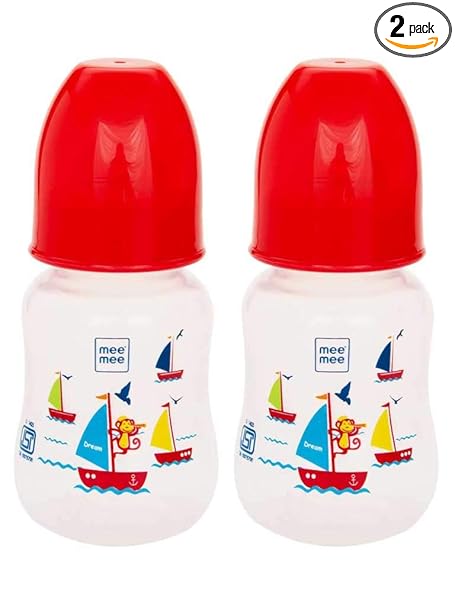 Mee Mee Premium Baby Feeding Bottle, 125ml, Red (Pack of 2)