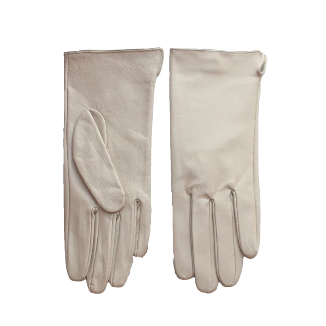 Damen Schaffell-Handschuhe, dünn, ungefüttert, Touchscreen, klassisch, einfarbig, Outdoor, Reiten, Leder, Fahrhandschuhe, Beige, 7