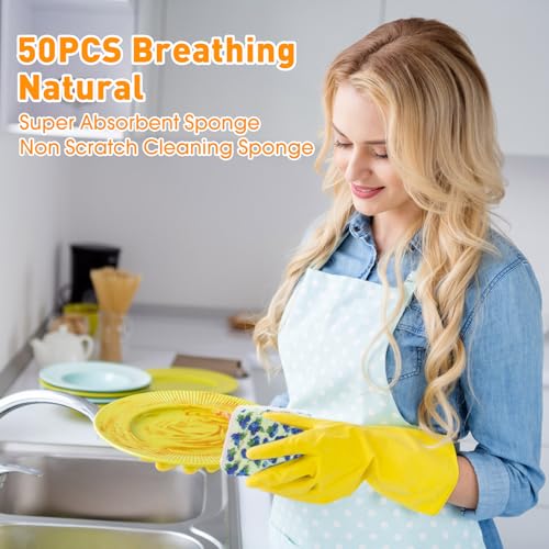 Image of Maxdot 50 Counts Compressed Cellulose Sponges Bulk Fruits Pattern Natural Kitchen Compostable Non Scratch Dish Sponges for Washing Dishes,Cleaning Countertop Sink,Kids DIY