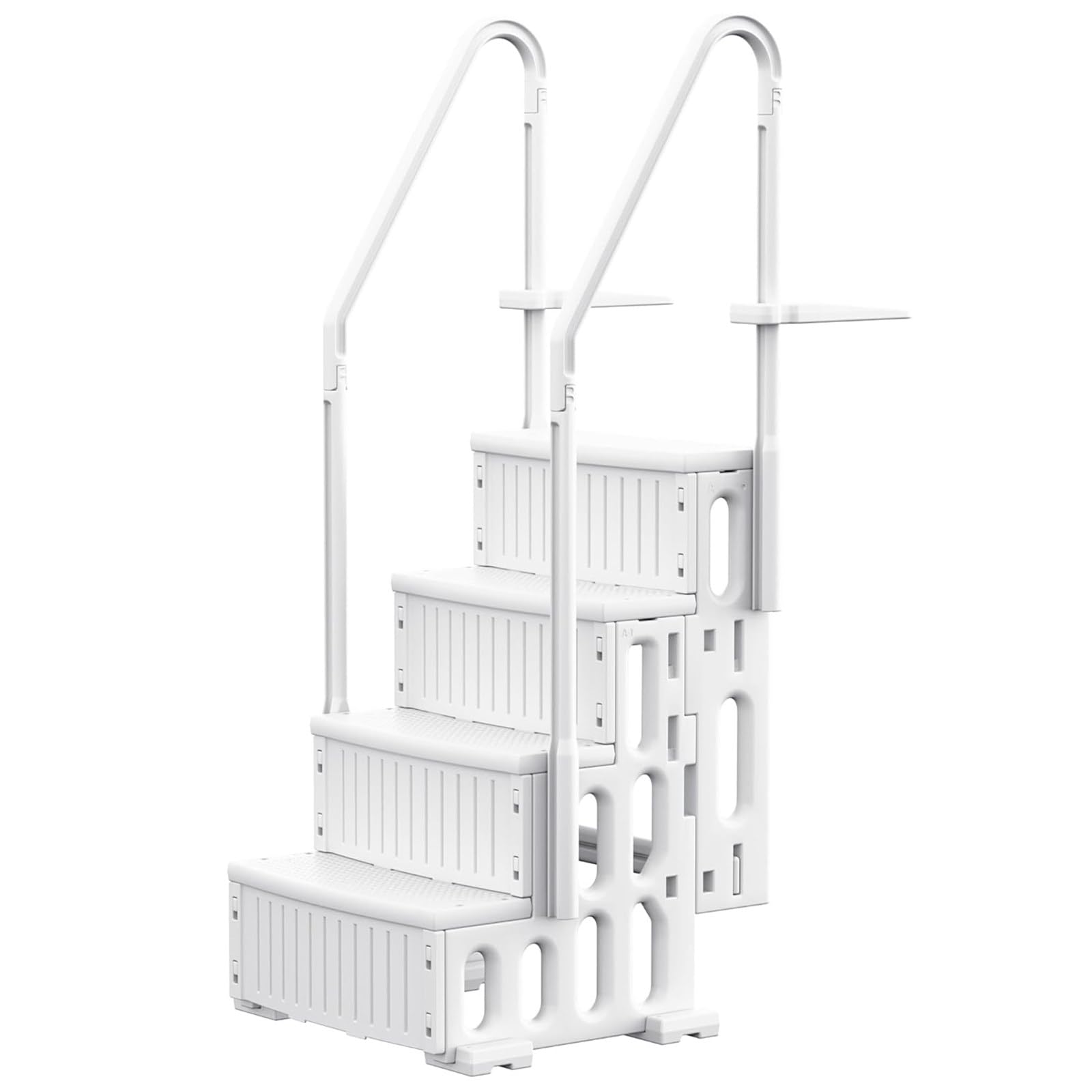 échelle de Piscine à 4 Marches pour Piscines Hors Sol et Enterrées | Escaliers de Piscine Antidérapants, Double Rampe, Capacité de Charge de 180 kg