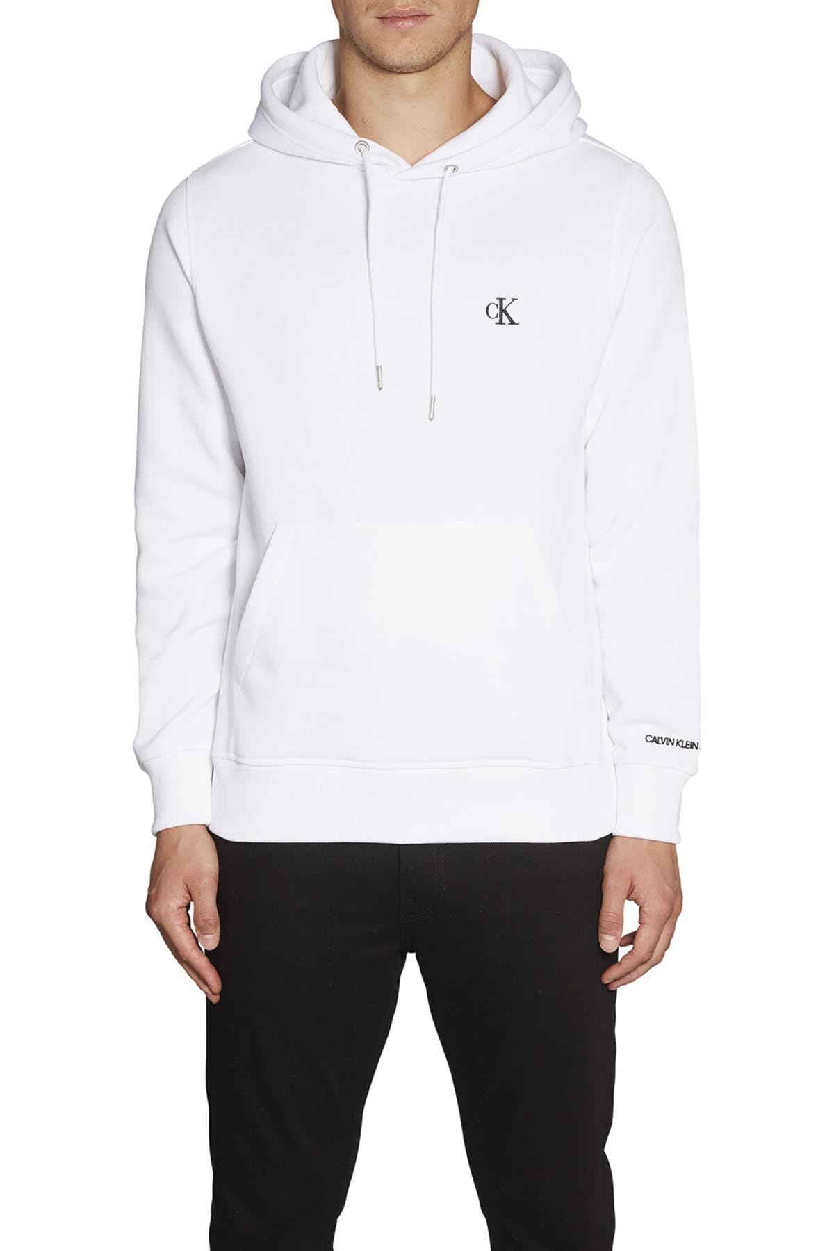 Calvin Klein Jeans Men's Ckj Essential Hoodie Sweater, White, S