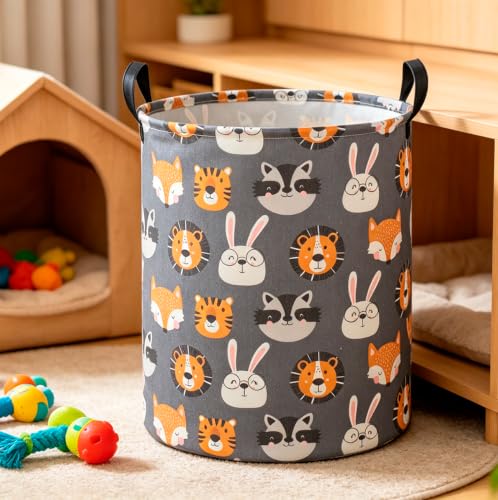 Image of CLOCOR Kids Laundry Basket,Collapsible Fabric Storage Container,Gift Basket(Animal Heads)