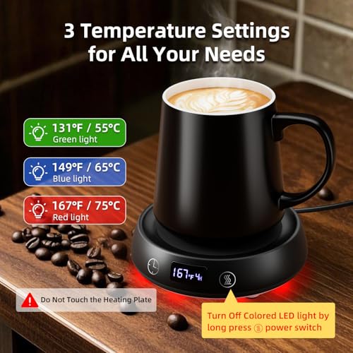 Image of Coffee Mug Warmer Set, Smart Heated Tea Coffee Cup Warmer for Desk Office