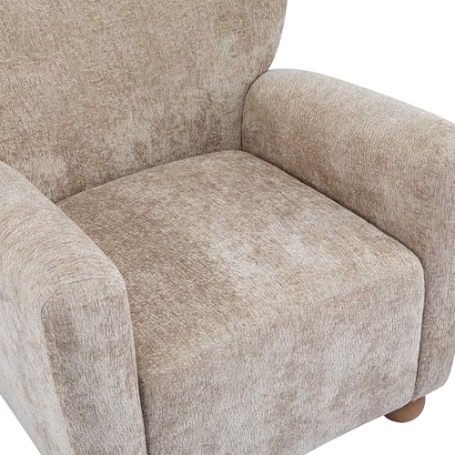 Christopher Knight Home Lindy Wingback Accent Chair, Upholstered Armchair with Rounded Wooden Legs, Curved Backrest Single Sofa, Soft Cushion Seating, Comfy Lounge Chair for Living Room, Beige Brown by Christopher Knight Home - Used condition - Image 8