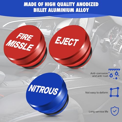 Image of Cigarette Lighter Cover 3 Pcs, Cigarette Lighter Plug Cover Dustproof Waterproof, Button Aluminum Fits Most Automotive Vehicles and Boats with Standard 12 Volt Power Source(FIRE MISSILE EJECT NITROUS)