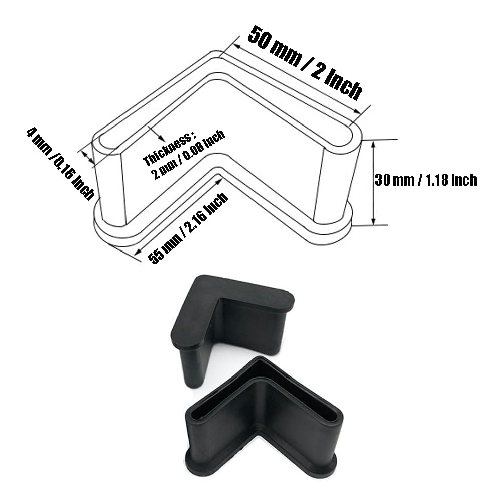 16 Stück 50 mm x 50 mm L-förmige Gummi-Winkel-Eisenkappen, Möbel-Gummi-Fußpolster, Möbel-Gummi-Beinabdeckungen, schwarz