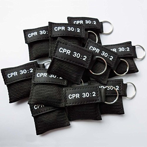 Elysaid 100 Cpr Barrier With Keychain Cpr Face Shield Aed Black Pouch Cpr 30:2 #TOP2