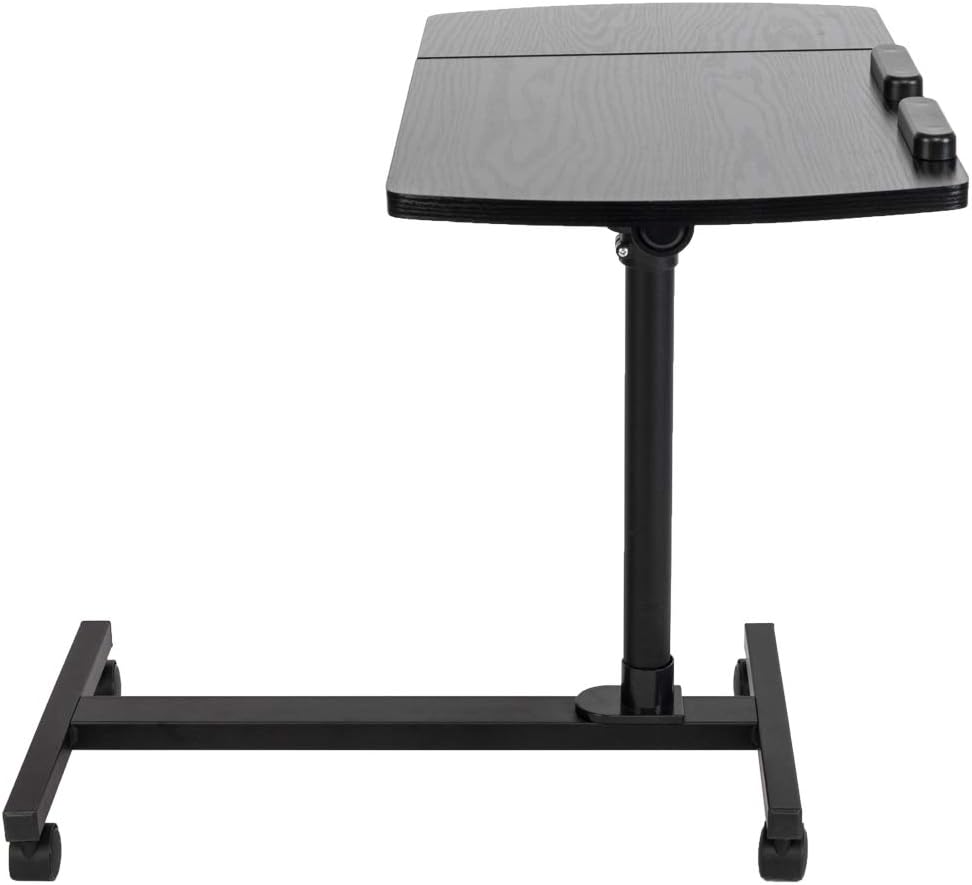 Portable Swivel Laptop Table Desk, Adjustable Angle & Height Rolling Stand Tiltable Tabletop Desk Laptop Notebook Sofa/Hospital Table Stand W/Lockable Casters, Black