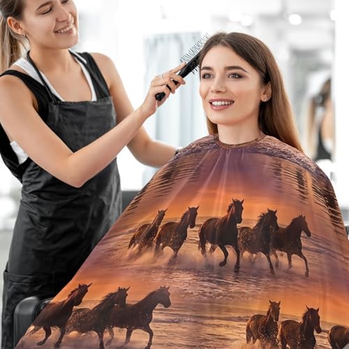 Capa de barbería impermeable Kigai Horses Sunset para hombre miniatura 7