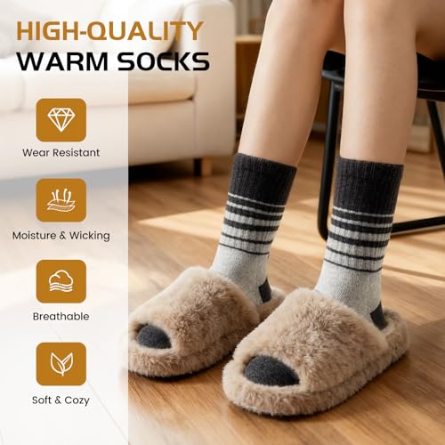 Clothirily Merino Wool Socks for Women, Winter Thick Warm Boot Hiking Socks - image 4