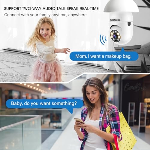 Conbre LightXR 2MP Full HD Indoor Wireless WiFi CCTV Security Camera | Motion Tracking | Two Way Talk | Colored Night Vision | Support Upto 128GB SD Card | Includes E27 Holder 4 51zbmaG1W0L