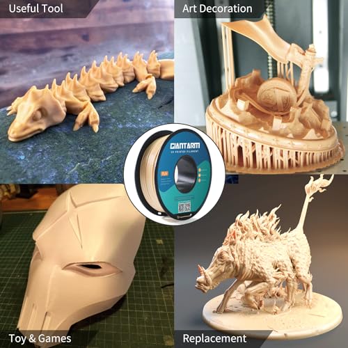 Image of GIANTARM 3D Printer Filament, Bone White Pla Filament, 1Kg(2.2lbs) Spool, 1.75mm Dimension Accuracy + /- 0.03mm, 3D Printing Filament