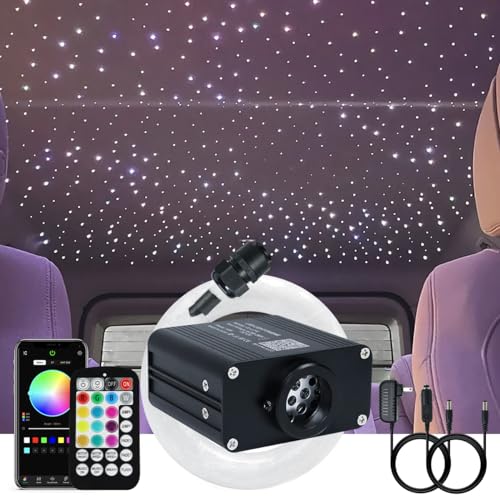 Image of AKEPO 16W Small Size Twinkle Starlights Headliner Fiber Optic Lights Kit | Mixed Size 460pcs*9.8ft /3m Optical Fiber Music Activated Remote /APP Control Star Light Kit for Sedan /Van /Truck Car /Home
