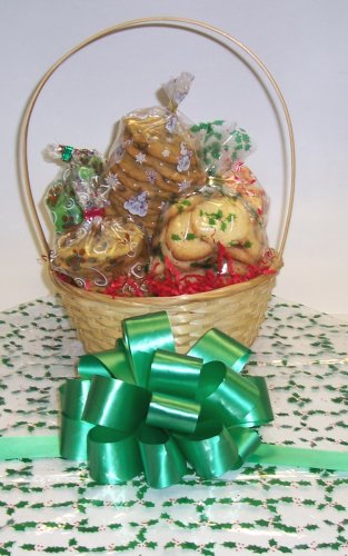 Scott's Cakes Small Sampler Cookie Basket with Handle Holly Wrapping