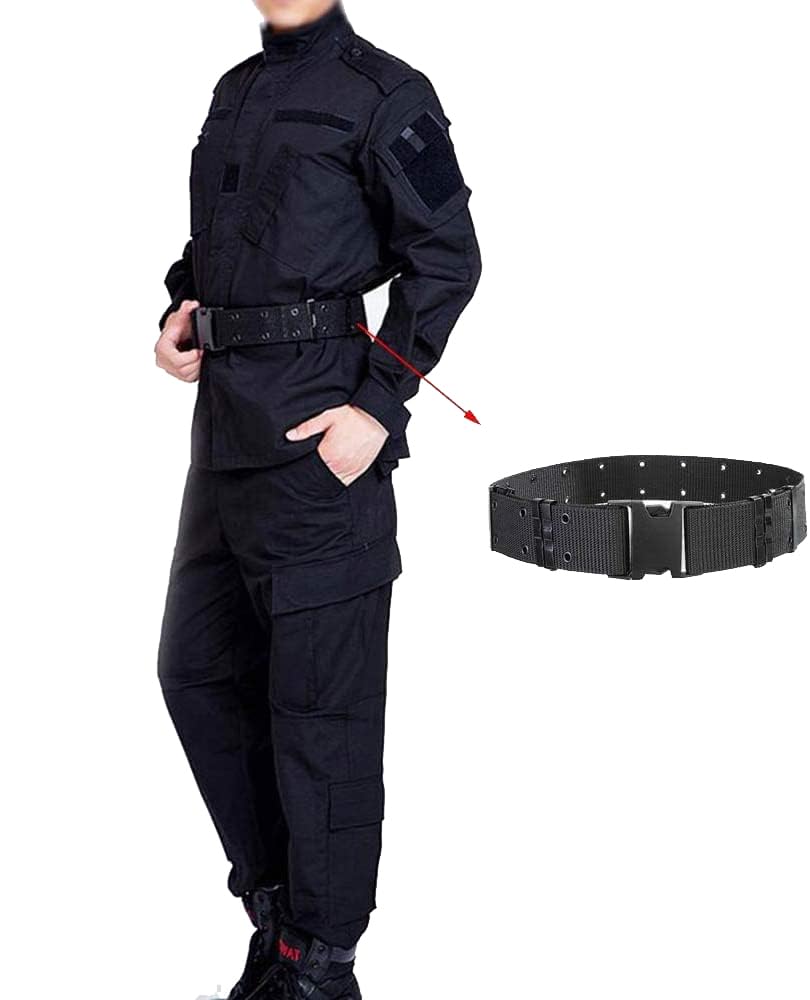 ATAIRSOFT Hommes Tactical BDU Combat Uniforme Veste Chemise et Pantalon Costume pour Armée Militaire Airsoft Paintball Chasse Tir Jeu de Guerre Black (M)
