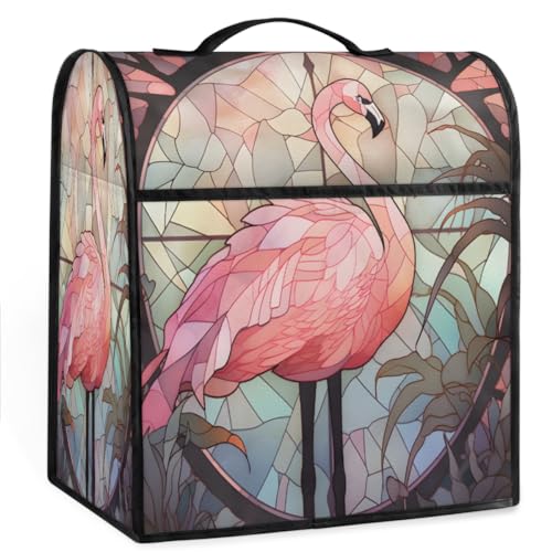 Coffee Maker Cover Glass Painting Flamingo Kitchen Appliance Covers Small Appliance Covers Blender Cover Juicer Cover Dust Covers for Kitchen Appliances with Top Handle and Pockets,Washable,B207