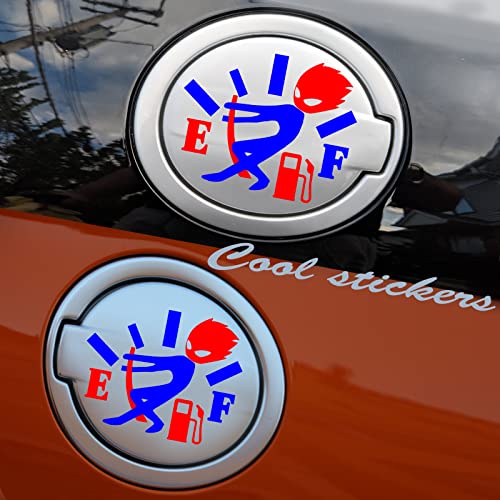 Image of 2 Pack 5.1 inch Reflective Funny Car Stickers, High Gas Consumption Decal, Angry Boy Adjusting Fuel Gauge, Fuel Gage Empty Stickers for Cars, Van, Trucks, Car Decals for Women Men