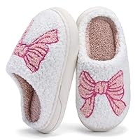 IceUnicorn Kids Slippers Boys Girls Warm Winter House Slippers Big Little Kids Non-Slip Soft Plush Memory Foam Home Shoes for Indoor Outdoor(Pink/White,28/29)